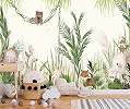 Gyerek fotótapéta állatok a dzsungelben stilizált rajzolattal pasztell lágy színekkel 368x254 vlies