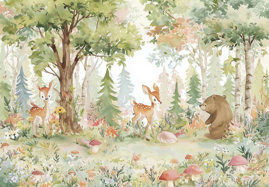 Gyerek fotótapéta erdei állatok mintával 368x254 vlies