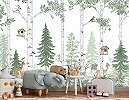 Gyerek fotótapéta erdő és állatok mintával 368x254 vlies
