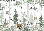 Gyerek fotótapéta erdő és állatok mintával 368x254 vlies
