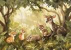 Gyerek fotótapéta erdő rókákkal és őzekkel mintával 368x254 vlies