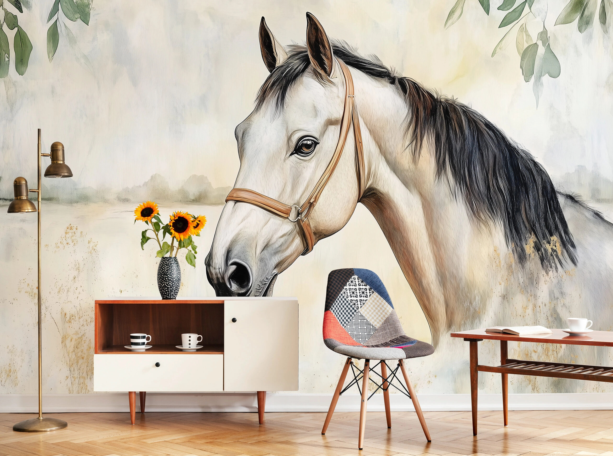 Gyerek fotótapéta fehér ló mintával 368x254 vlies