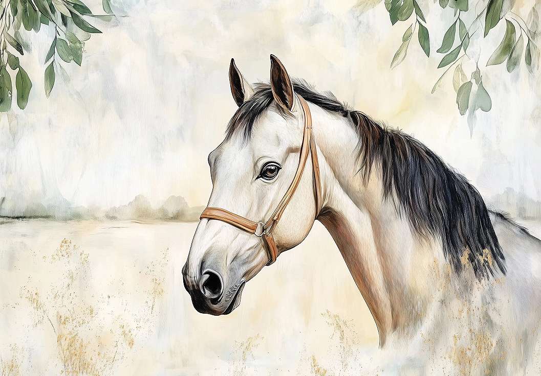 Gyerek fotótapéta fehér ló mintával 368x254 vlies