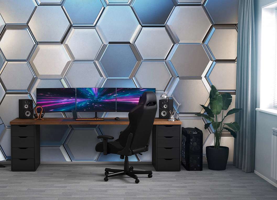 Gyerek fotótapéta high-tech fém hatszög mintával 368x254 vlies