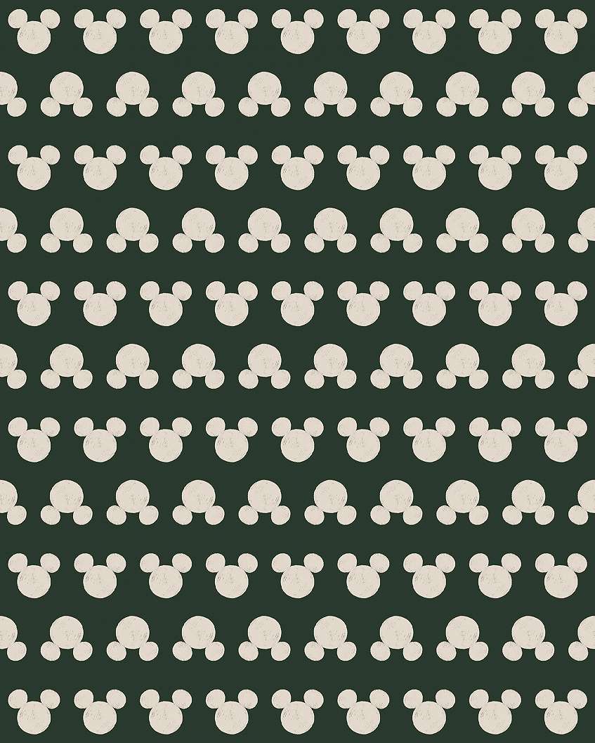 Gyerek fotótapéta Mickey egér fej mintás zöld színben