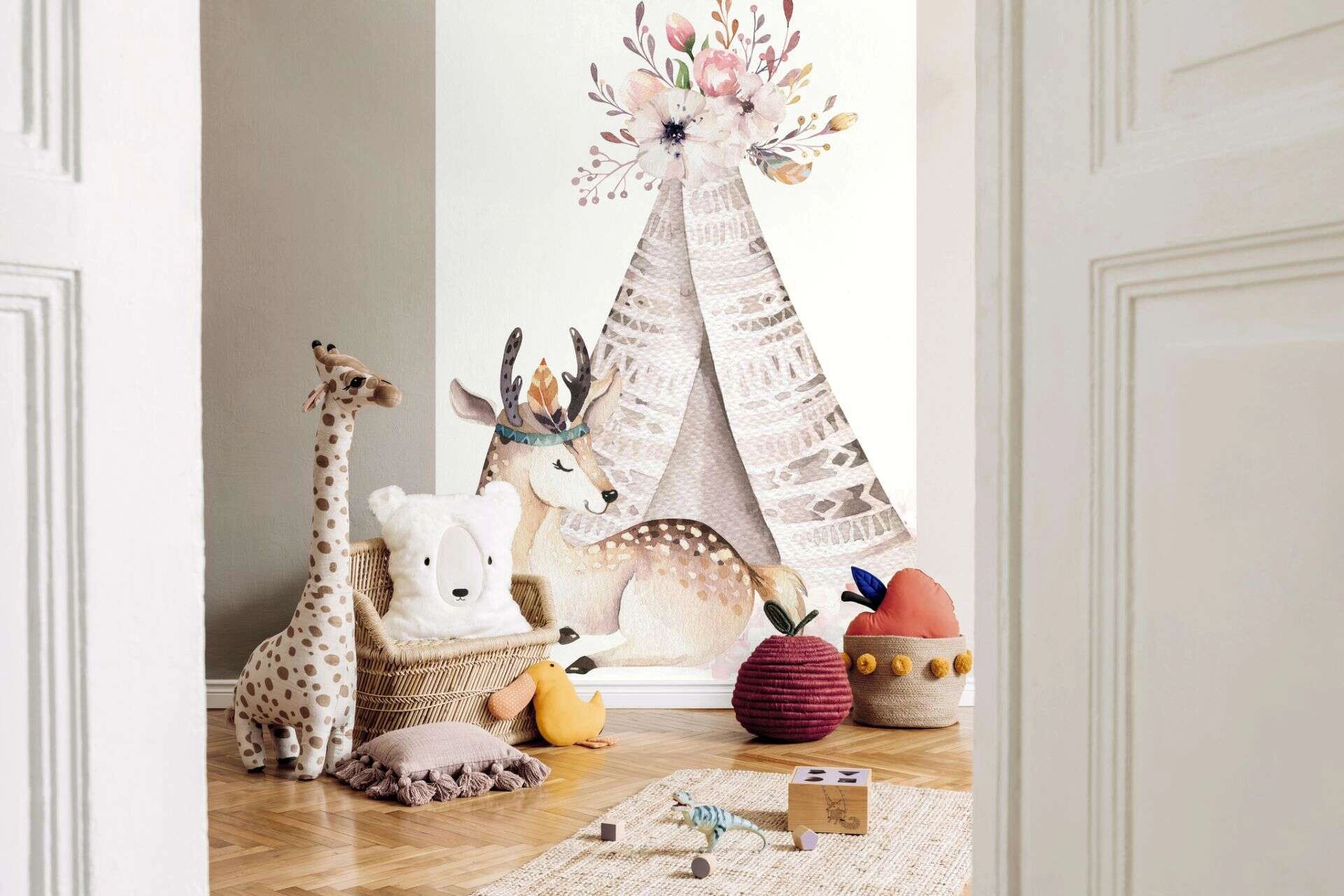 Gyerek fotótapéta öz az indiánsátor előtt minta