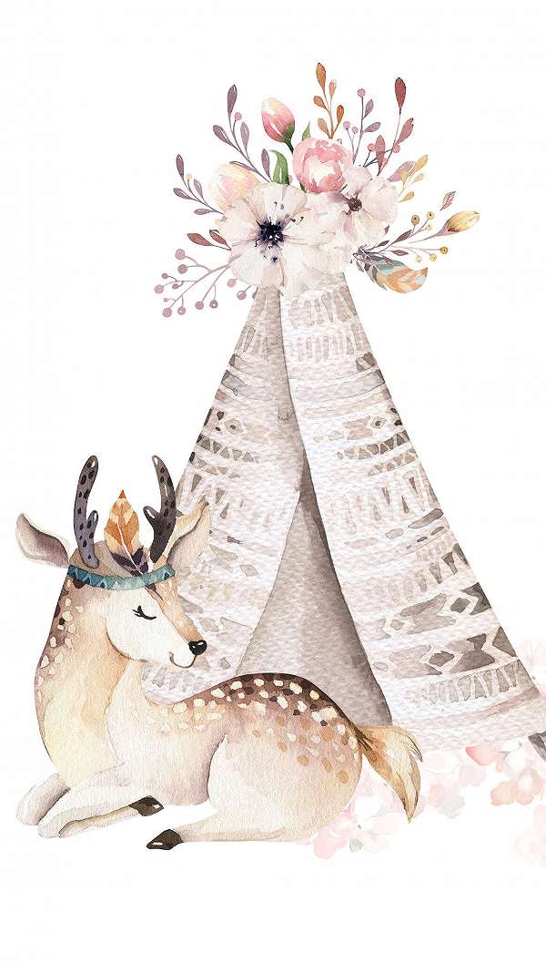 Gyerek fotótapéta öz az indiánsátor előtt minta