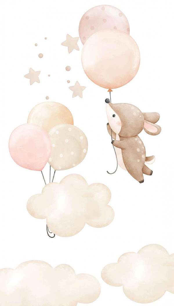 Gyerek fotótapéta őzike lufikkal minta