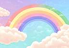 Gyerek fotótapéta stilizált szivárvány és felhő mintával 368x254 vlies