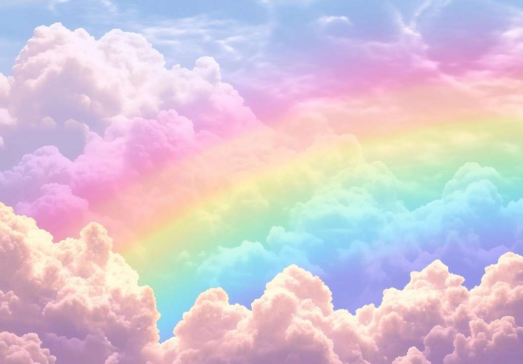 Gyerek fotótapéta szivárvány a felhők között lágy pasztell színekkel 368x254 vlies