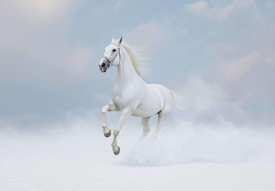 Gyerek fotótapéta vágtató fehér ló mintával 368x254 vlies