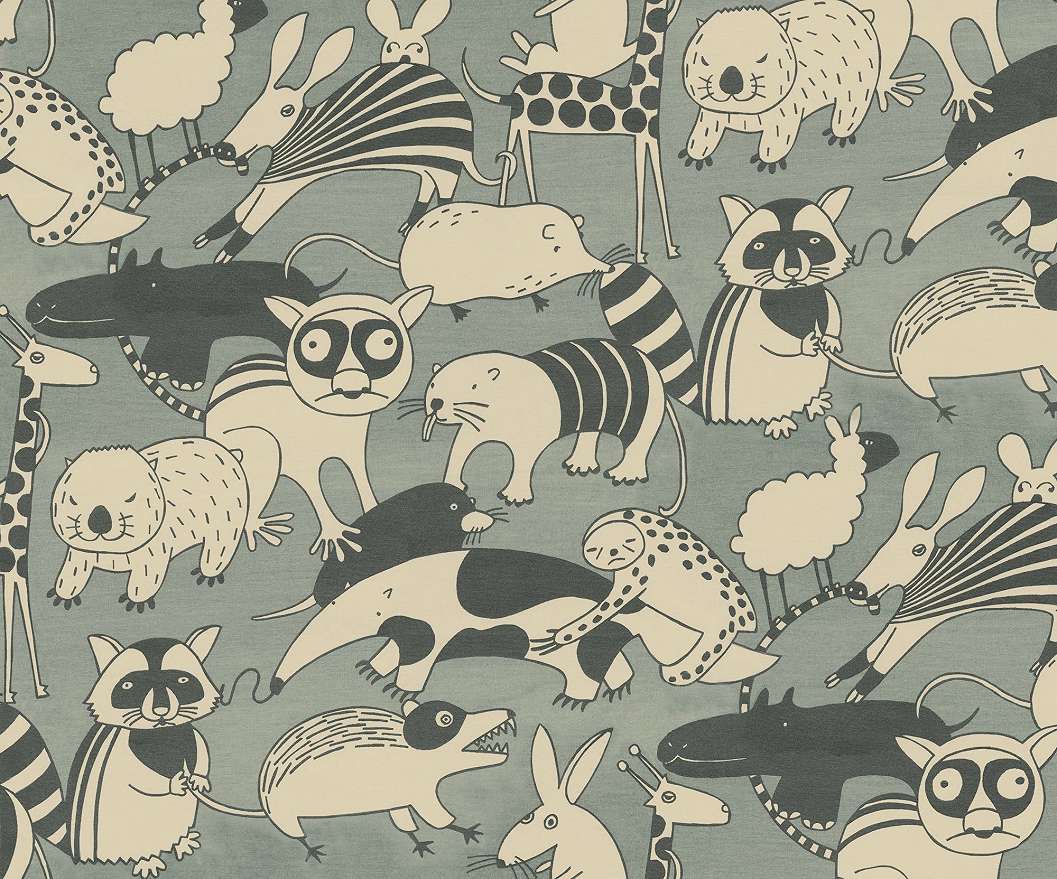 Gyerek fotótapéta vicces rajzolt állatos mintával