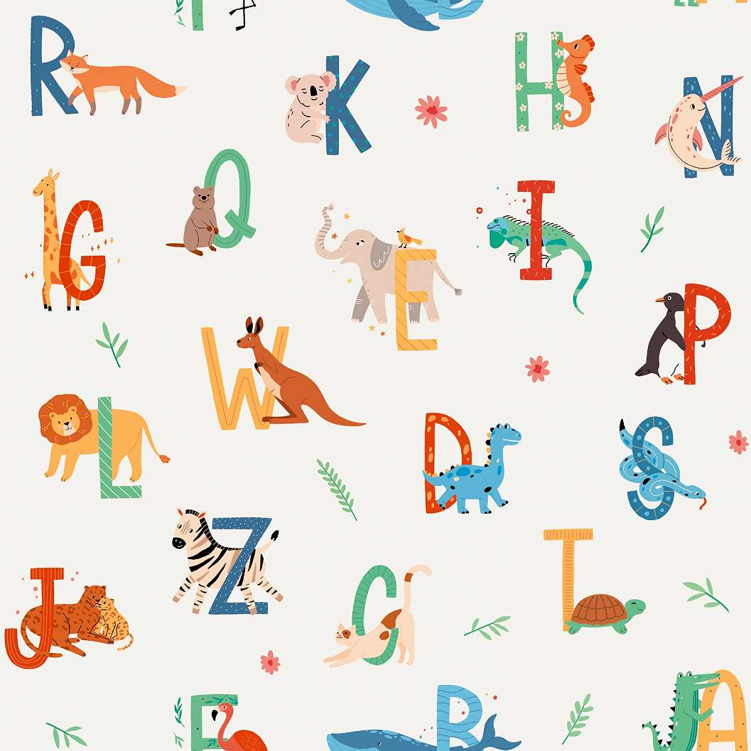 Gyerek tapéta ABC állatos mintával