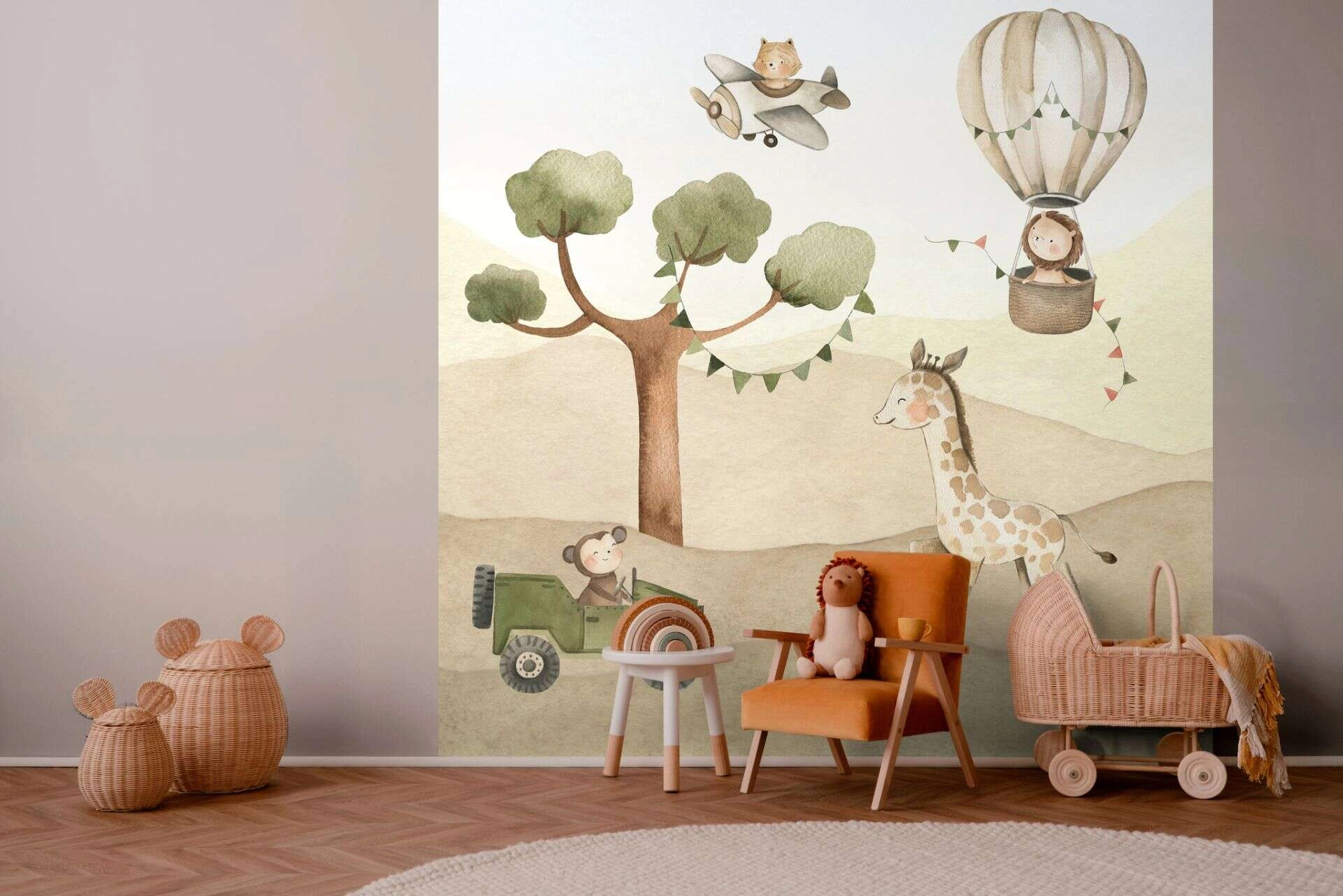 Gyerek tapéta afrika mintával pasztel barna színben