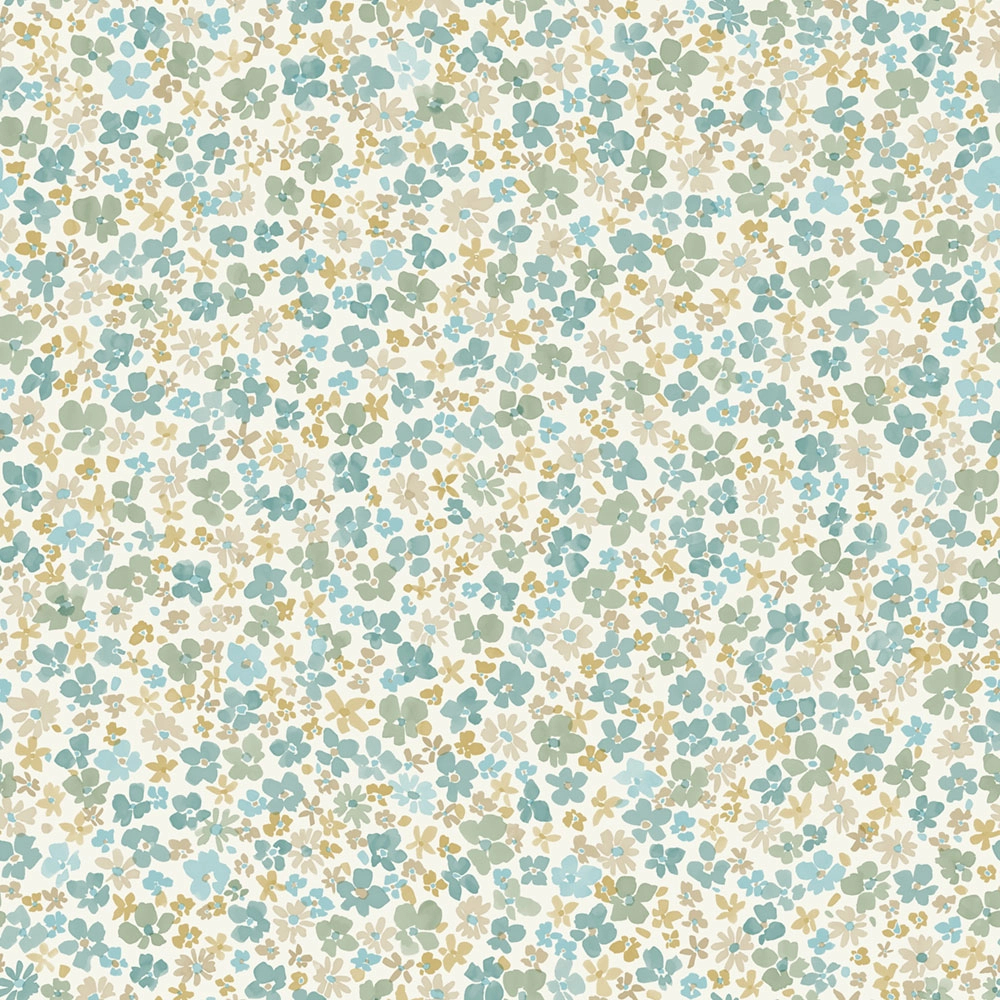 Gyerek tapéta apró kék zöld virág mintával vinyl mosható