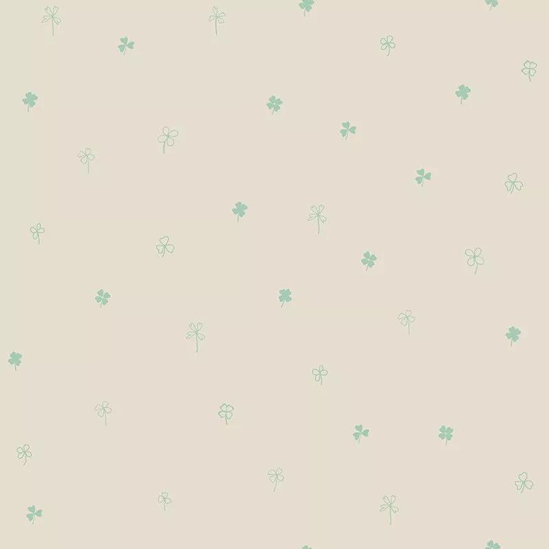 Gyerek tapéta apró loherem mintával bézs alapon zöld mintával