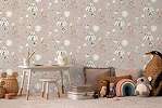 Gyerek tapéta církusz mintával meleg szürke színben