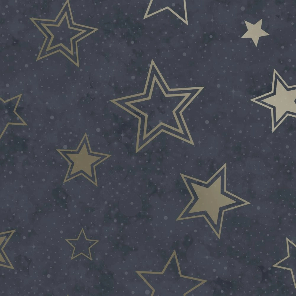 Gyerek tapéta csillag mintával fekete-arany színben