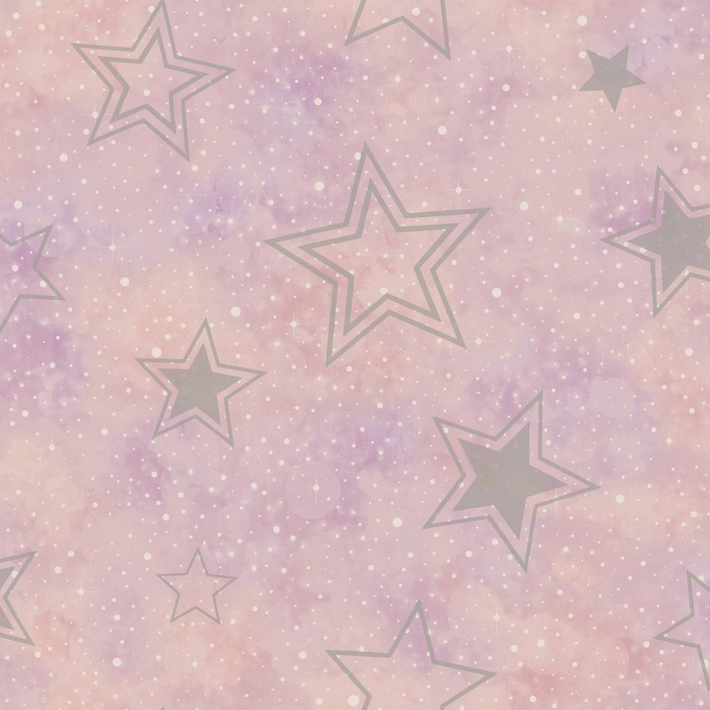 Gyerek tapéta csillag mintával pink-ezüst színben