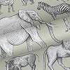 Gyerek tapéta halványzöld afrikai állat zebra elefánt zsírás mintával