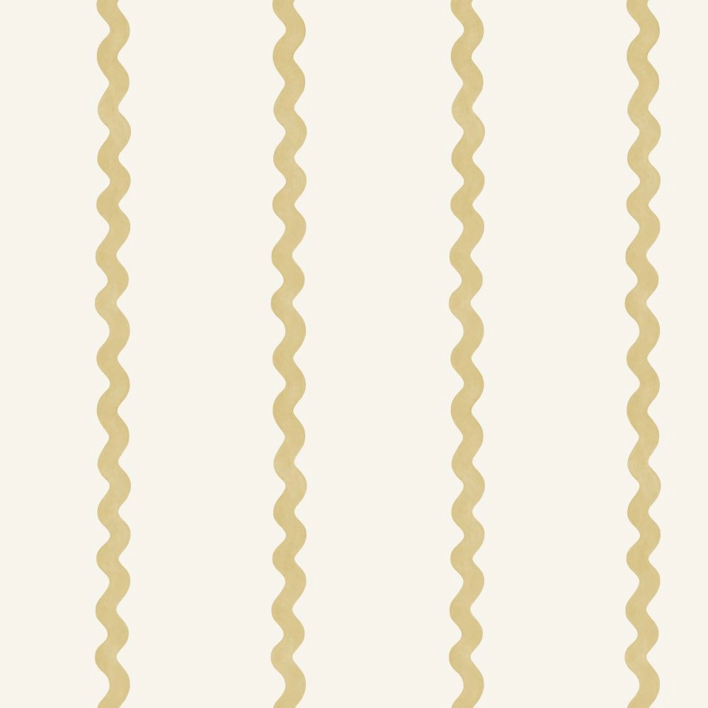 Gyerek tapéta hullámos csíkos mintával mustársárga színben