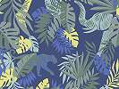 Gyerek tapéta kék színben trópusi mintákkal
