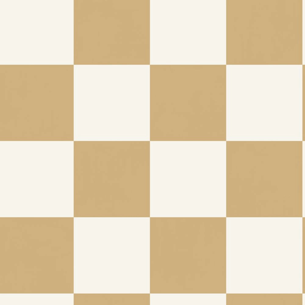 Gyerek tapéta kockás mintával mustársárga-fehér színben