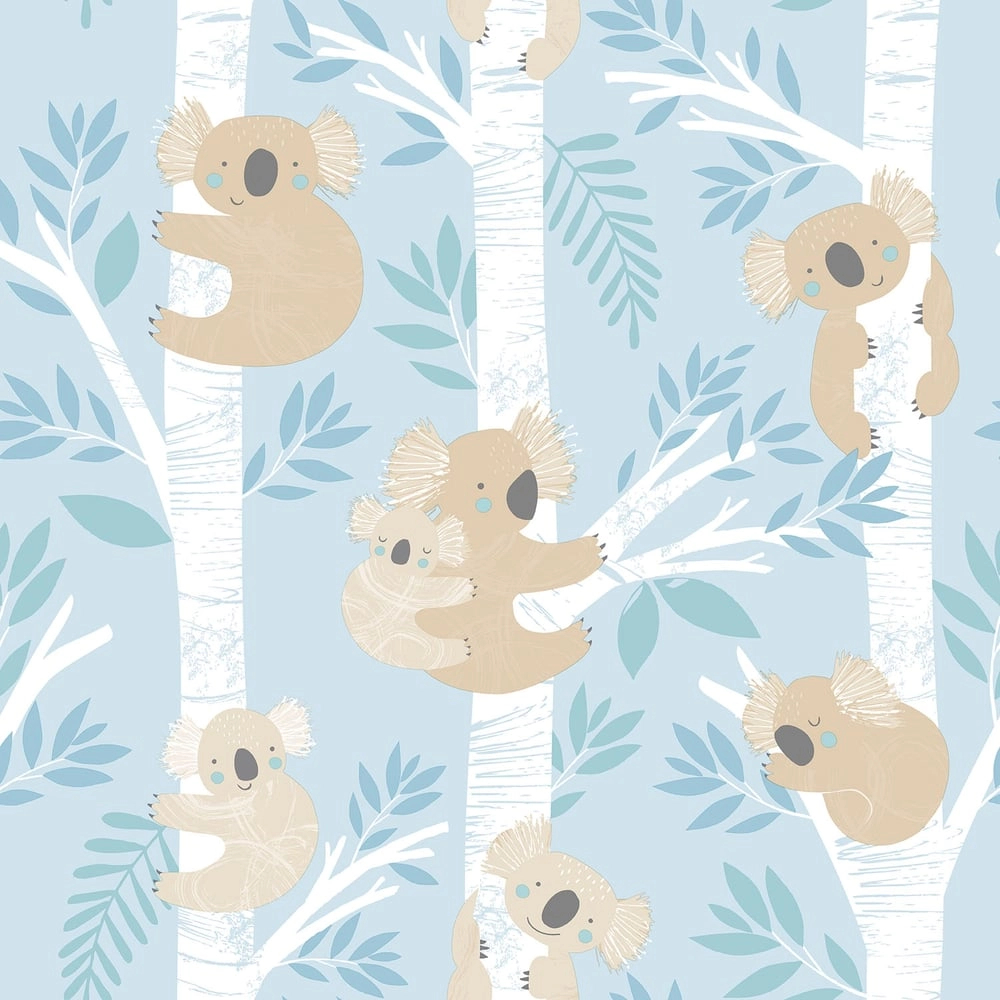 Gyerek tapéta kolala maci mintával kék színben