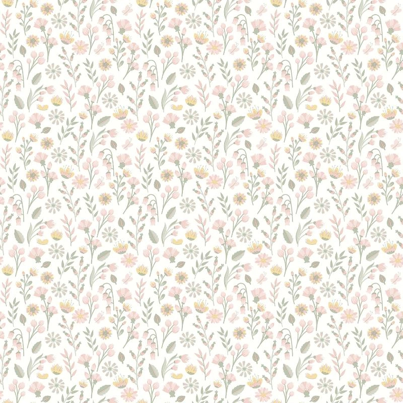 Gyerek tapéta lányszobába pasztell virág mintával