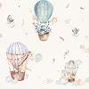 Gyerek tapéta léghajós állatok mintával pasztel kék színben