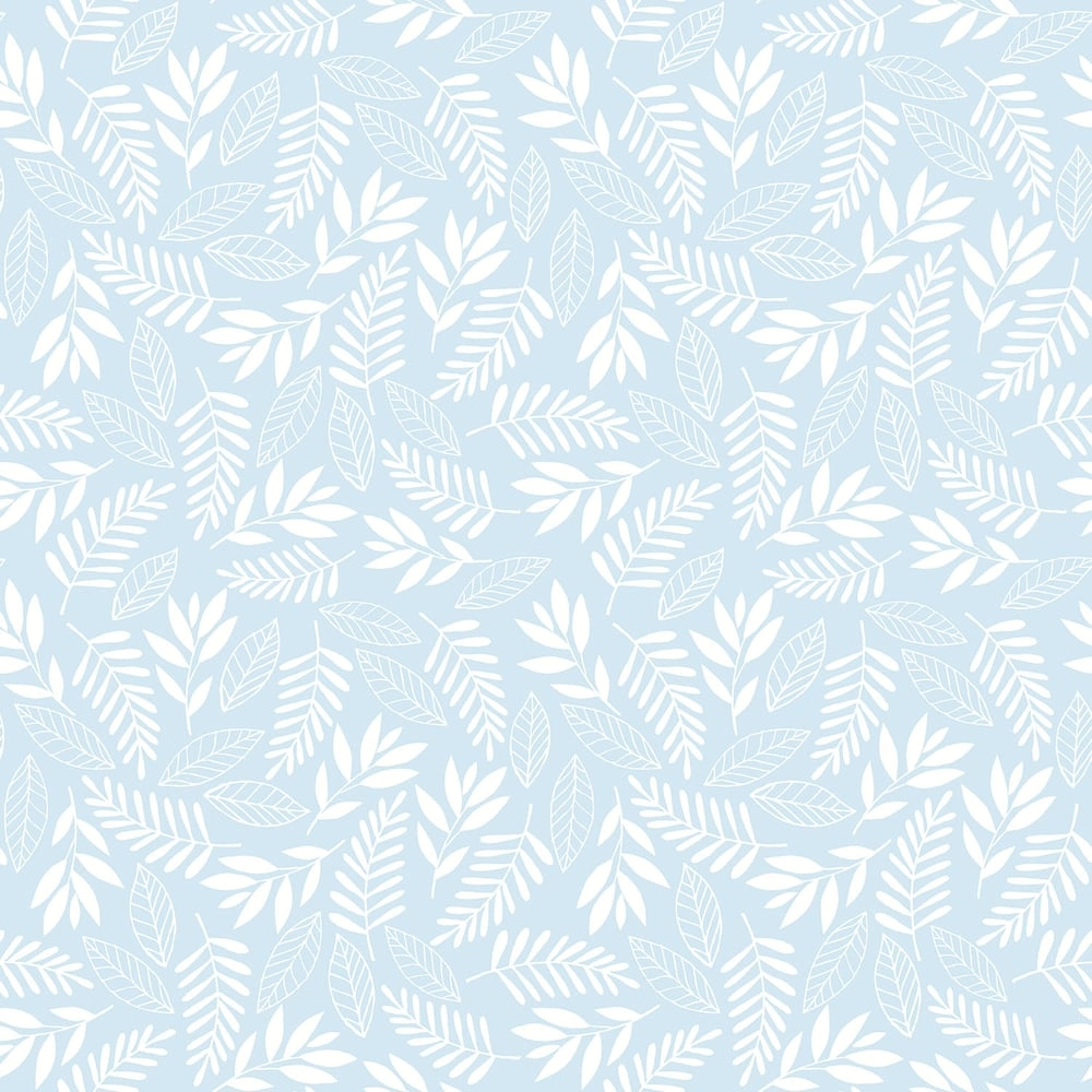 Gyerek tapéta levél mintával kék színben