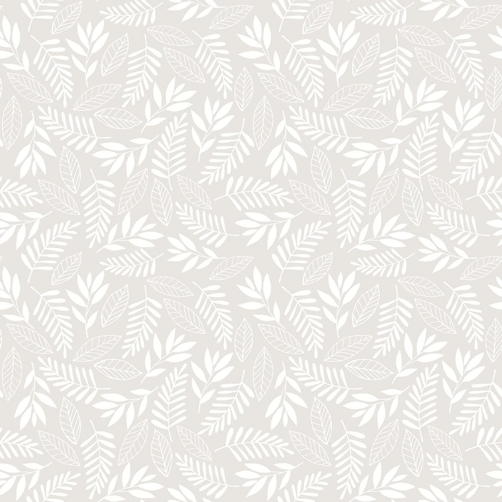 Gyerek tapéta levél mintával szürke színben