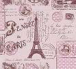 Gyerek tapéta lila színben Párizs, Eiffel torony mintával