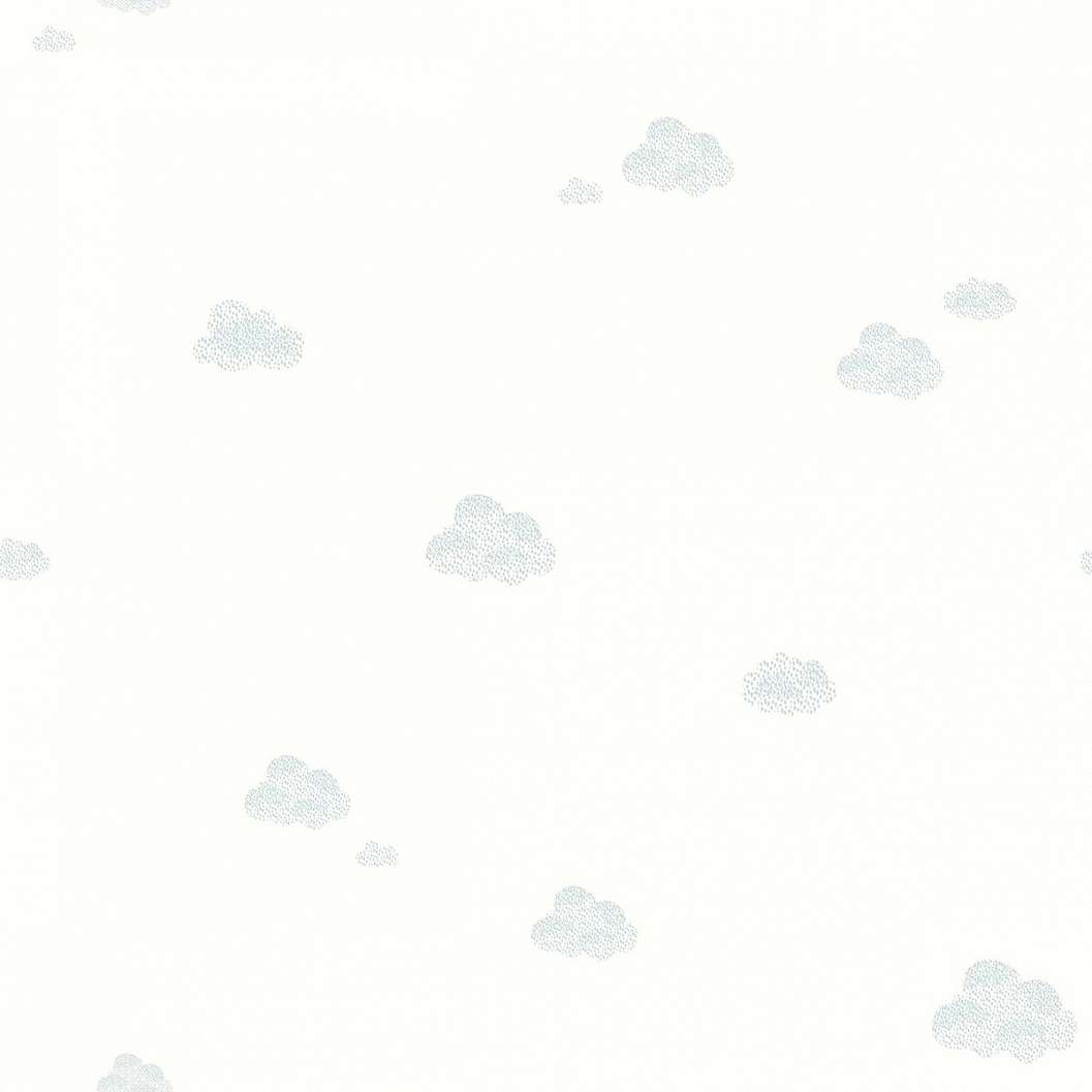 Gyerek tapéta menta színben felhő mintával