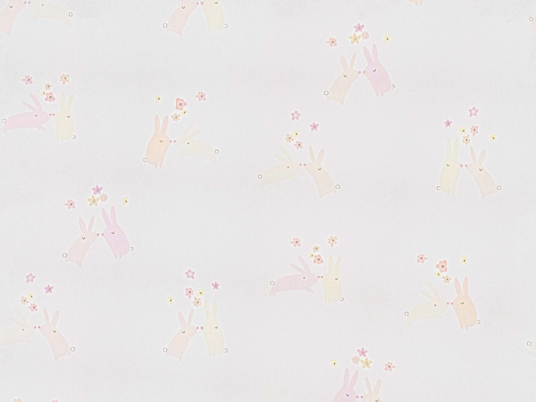 Gyerek tapéta rózsaszín alapon kedves nyuszi mintákkal skandináv stílusban