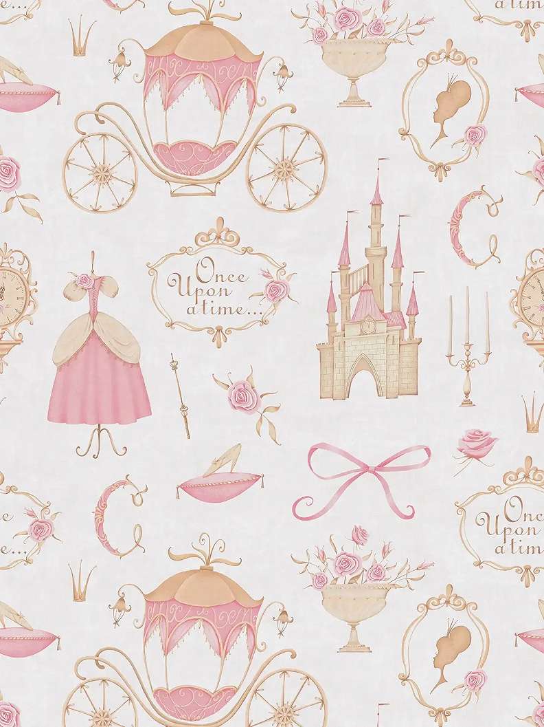 Gyerek tapéta rózsaszín hercegnős mintával