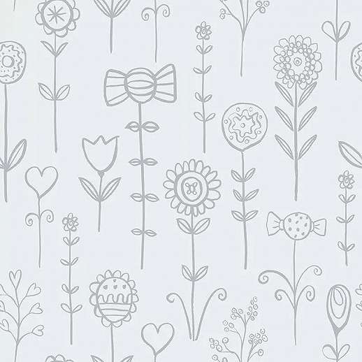 Gyerek tapéta skandináv stílusú rajzolt virág mintával