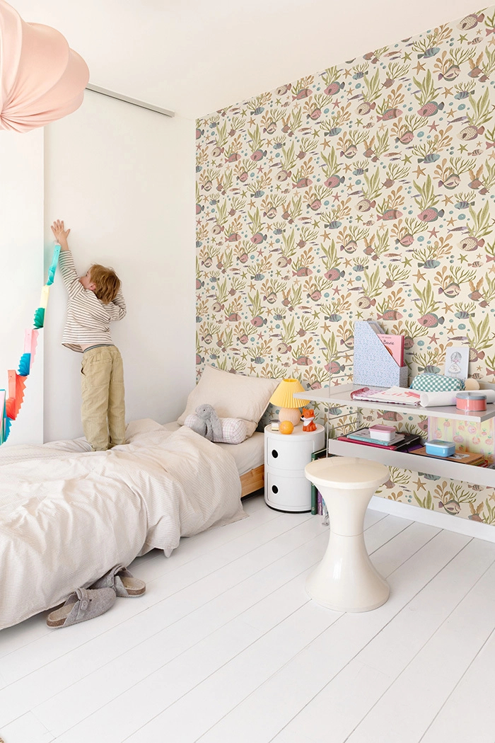 Gyerek tapéta színes tengeri élővilág hal mintával