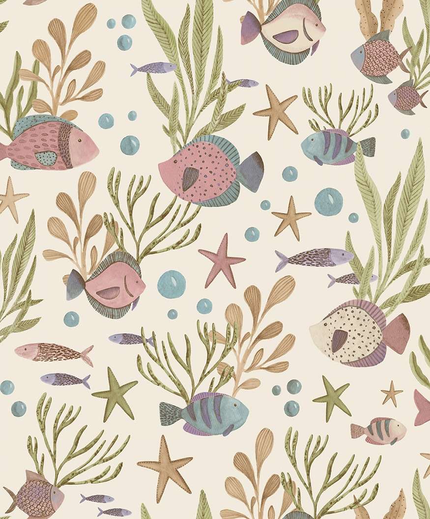 Gyerek tapéta színes tengeri élővilág hal mintával