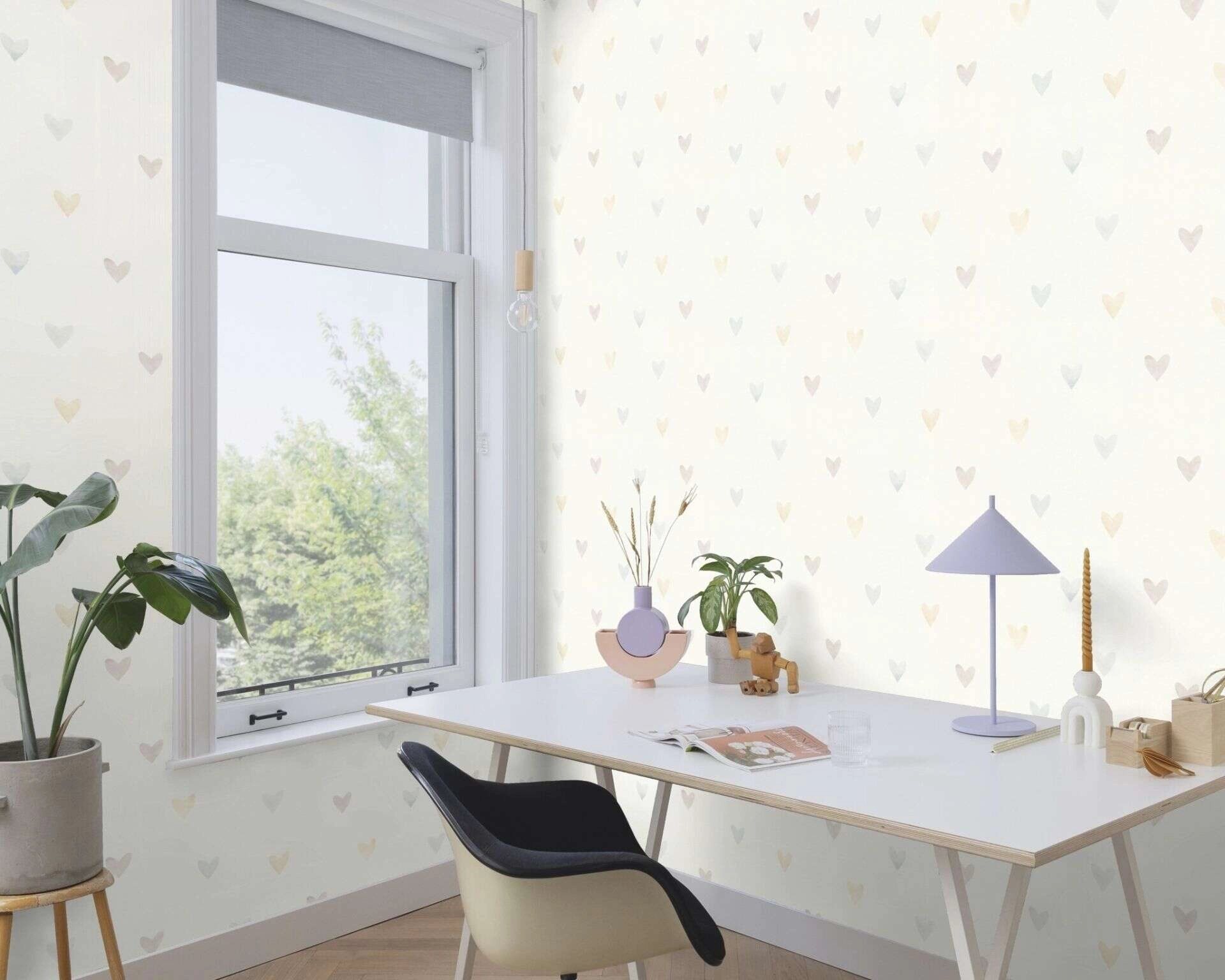 Gyerek tapéta szívecske mintával pasztel kék színben