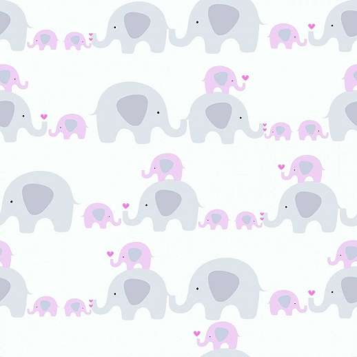Gyerek tapéta szürke rózsaszín elefánt mintával