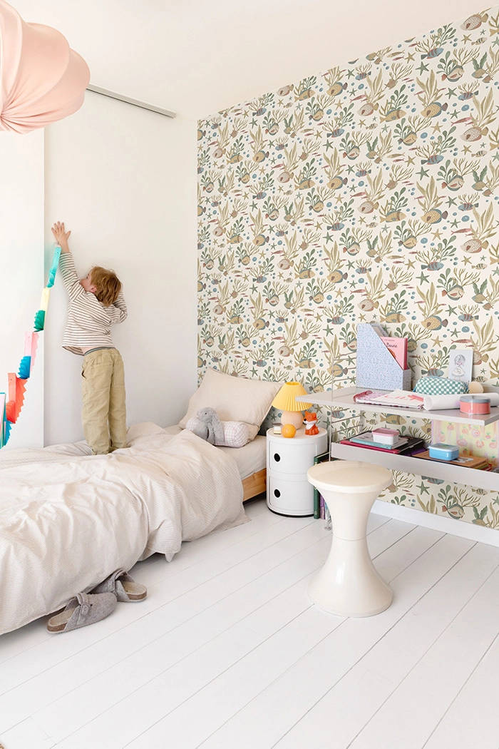 Gyerek tapéta tengeri élővilág hal tengericsillag mintával