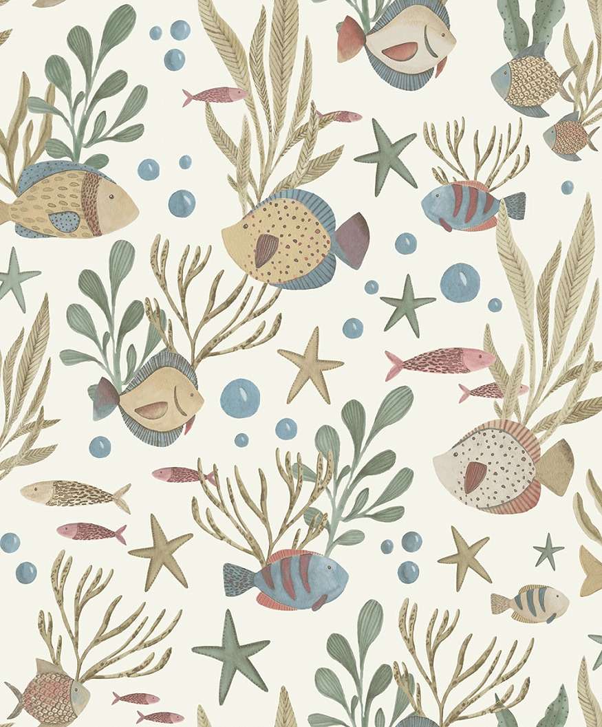 Gyerek tapéta tengeri élővilág hal tengericsillag mintával