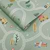Gyerek tapéta úthálózat járművekkel mintával zöld színben
