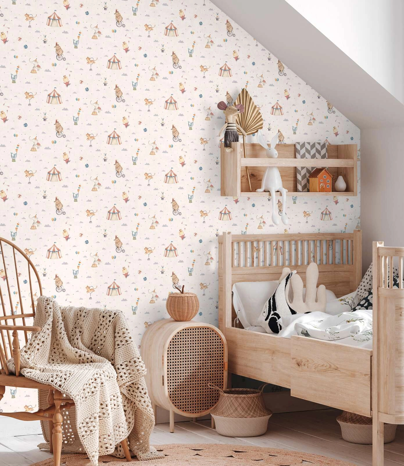 Gyerek tapéta virkuszos mintával mosható vinyl