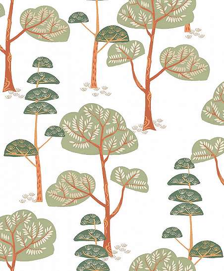 Gyerekszobai design tapéta erdei fa mintával