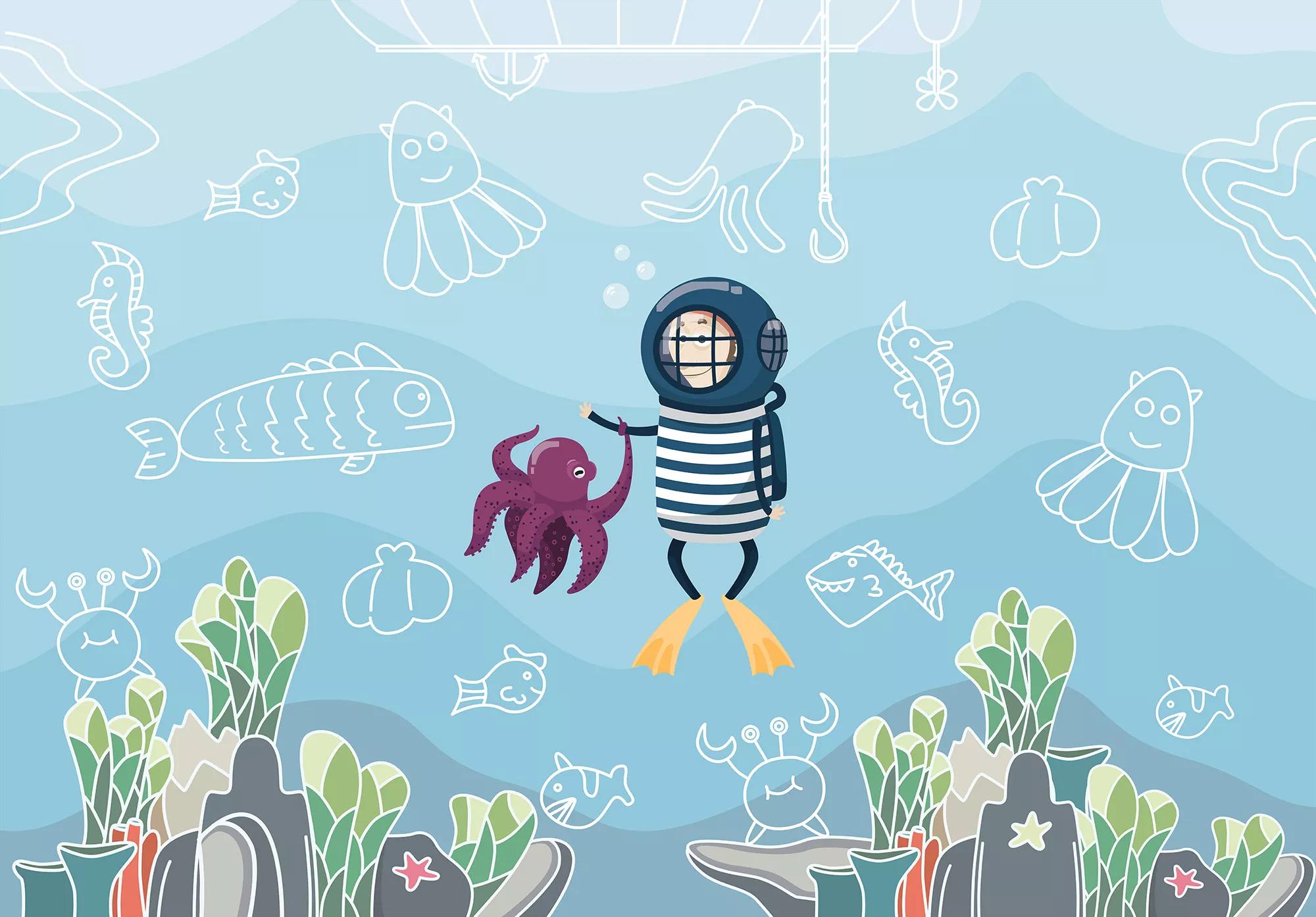 Gyerekszobai fali poszter tengeri élőlényekkel 368x254 vlies