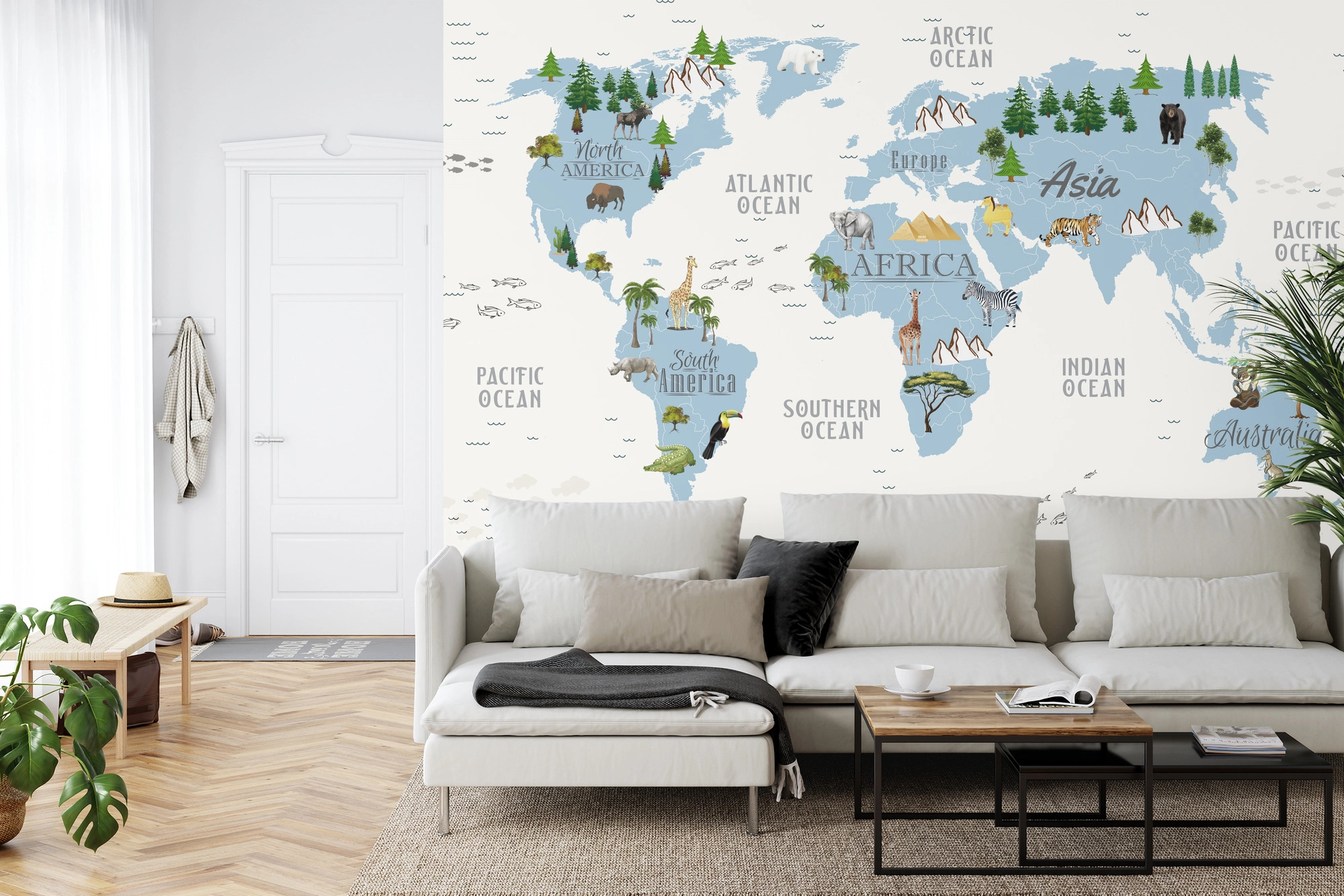 Gyerekszobai világtérkép mintás vinyl moható poszter tapéta