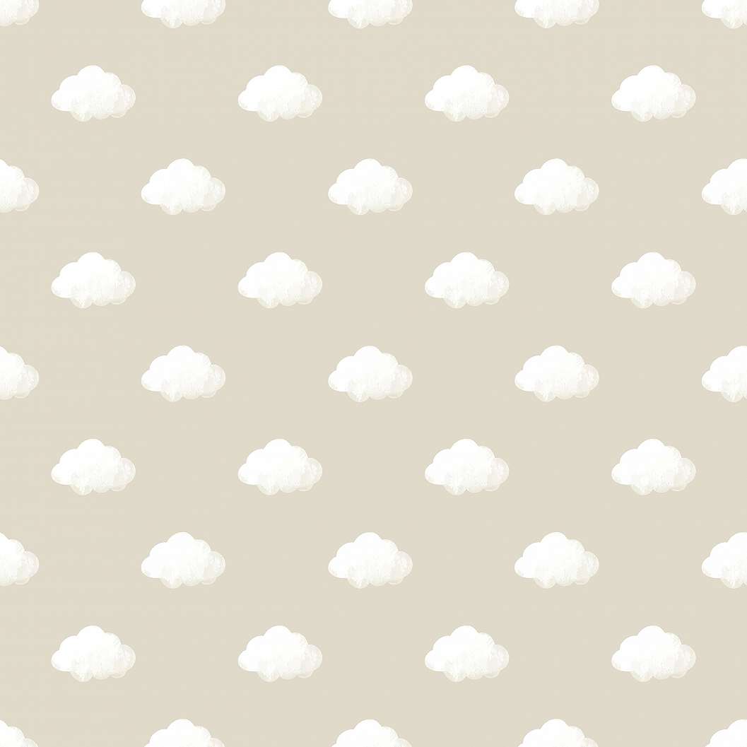 Halvány szürke alapon felhő mintás gyerek design tapéta