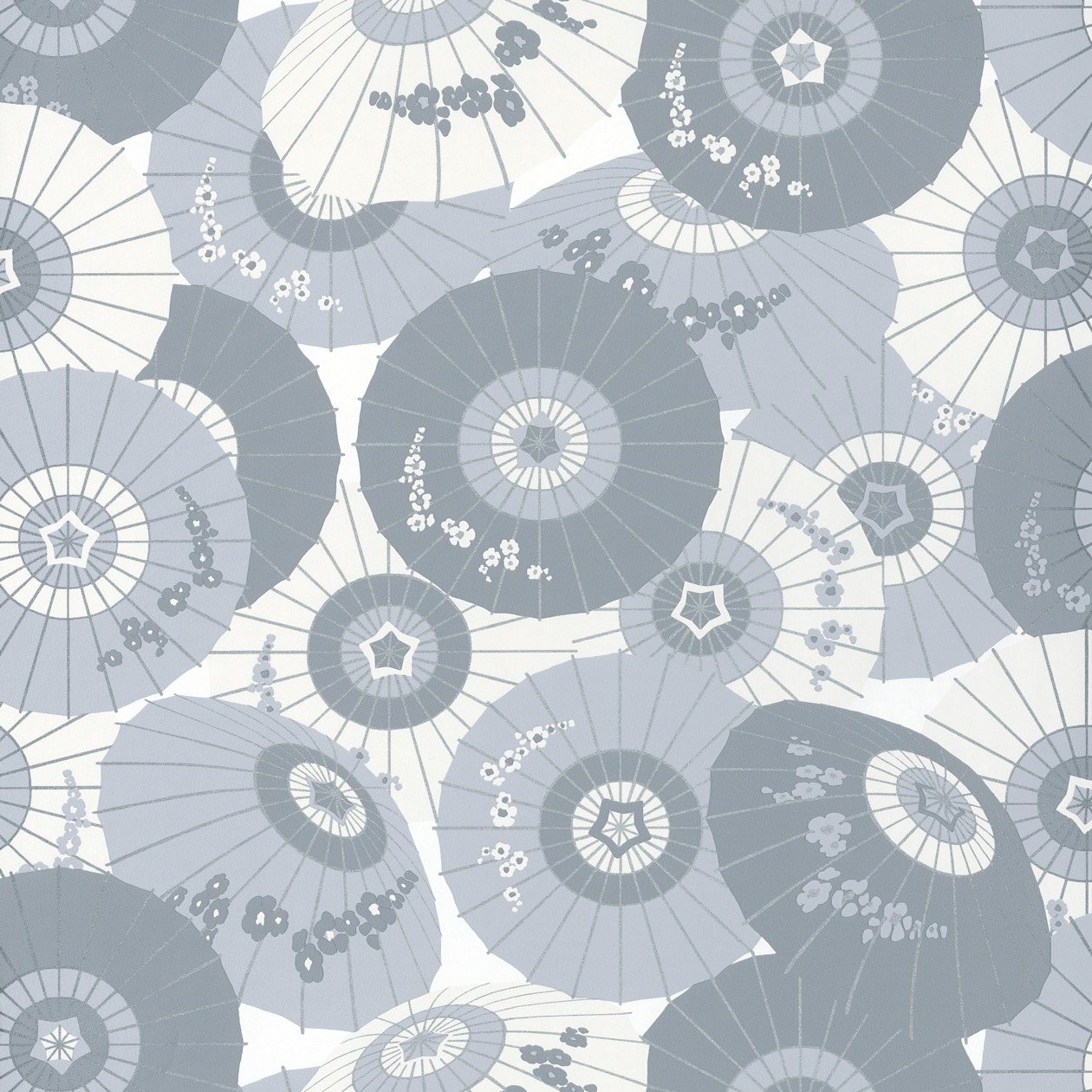 Halványkék japán stílusú tapéta napernyő mintával